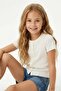 Ecru Girl's Ribbed Knit Button Knitted T-Shirt Tkdss26Ts00034 - 2