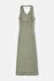 Green Halter Neck Open Back Elastic Knitted Dress Tdrss26El00039 - 4