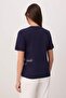 Lacivert Slogan Regular/Normal Kalıp Kısa Kollu %100 Pamuk Örme t-shirt TWOSS26TS00273 - 4