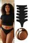 Siyah 6'lı Micro Dikişsiz/İz Yapmaz Lazer Kesim Tanga Örme Külot TBBSS26CM00025