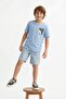 Ecru-Blue Boy's Printed Knitted T-Shirt Tkdss26Ts00033 - 6