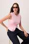 Açık Pembe Fitted/Vücuda Oturan Kolsuz Asimetrik Pamuklu Esnek Örme Bluz TWOSS26BZ00081