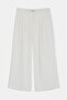 Beyaz Kemerli Pilili Wide Leg/Extra Geniş Paça Dokuma Palazzo Pantolon TBBSS26AR00003 - 5