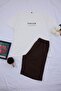 Ekru Regular Slogan Printed 100% Cotton Summer Knitted Pajama Set Tmnss26Pt00059 - 4