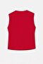 Red Mock Neck Ruched Detail Sleeveless Knitted Large Size Blouse Tbbss26Af00065 - 6