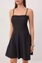 Black Lace Detailed Thin Strap Skater/Waist Cut-Out Short / Mini Dress Twoss26El00328 - 4