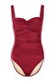 Burgundy Draped Balconette Covered Regular Swimsuit Tbess25Ma00076 - 4