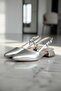 Lina Silver Wrinkled (3 cm Heels) Pointed Toe Heeled Shoes - 4