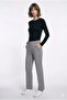 Women's Scuba Straight Cut Black Elasticized Trousers with Pockets - 2