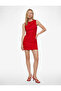 Crew Neck A-Line Accessory Detail Sleeveless Mini Dress