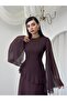 Women's Ruffled Long Sleeve Tulle Long Dress - 2
