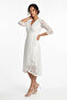 Double Breasted Neck Lined Wrapped Lace Dress - 4