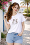 Women's Printed Sweet Gossip Coquette Rabbit Printed Oversize T-Shirt - 2