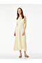 Comfortable Fit Sleeveless Midi Halter Neck Dress with Tie Back Detail