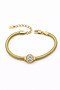 Fish Scale Single Stone Bracelet Stainless Steel Gold Zircon