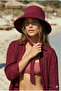 Burgundy Lacing Detailed Bucket Hat Spk09-1 - 3