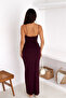 Women's Plum Rope Strap V-Neck Maxi Length Dress - 6