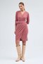 Apsen Women's Crepe Rose Dry Double-Breasted Belted Midi Wrap Dress 3753-100 - 2