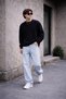 Men's Wide Fit Baggy Jean Pants Ice Blue Relaxed Fit Casual Streetwear - 2