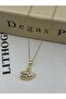 Steel Gold Color Drop Zircon Stone Swan Model Necklace - 2