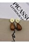 Damla Model Brown Gold Seashell Detailed Dangle Bone Resin Design Earrings
