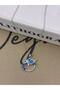 Steel Silver Color Blue Zircon Stone Detailed Blue Dolphin Necklace - 2