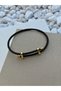 Colorful Adjustable Gold Color Steel Detailed Knitted Rope Bracelet