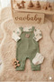 Waffle Knitted Baby Salopet Set with Teddy Bear Figure Green (Socks as a Gift) - 2