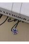 Steel Silver Color Zircon Stone Purple Turtle Model Necklace - 3
