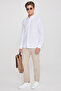 Men's White 100% Cotton Slim Fit Slim Fit Hidden Button Collar Linen Look Flame Shirt - 2
