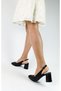 Genuine Leather Patent Leather Black Color Thick Heel 35-36-37-38-39-40-41 Size Women's Heeled Shoes - 8