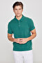 Men's Dark Green 100% Cotton Non-Curling Pique Polo Collar Slim Fit Slim Fit T-Shirt - 3