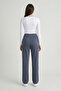 Anthracite High Waist Women's Palazzo Trousers with Pockets - 7
