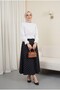 Polka Dot Lined Skirt with Zipper on the Back - Black - 3