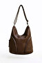 Soft Faux Leather Brown Women's Bag Suitable for Hand Shoulder and Back Use 34*39 cm