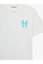 Comfortable Fit Short Sleeve Cotton T-Shirt with Angel Print on the Back - 5