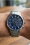Men's Multifunctional Wristwatch |   44 mm Silver Steel Case, Blue Dial, 5 Atm