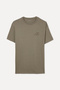 Men's Mink Color Embroidered Loose Fit Crew Neck T-Shirt - 4