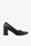Black Genuine Leather Thick Heel Classic Women's Shoes - 5