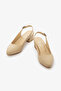 Beige Genuine Leather Women's Slingback Open-Back Heeled Shoes - 7