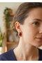Burgundy Color Square Model Vintage Women's Earrings -