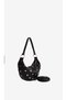 Women's Black Staple Baguette with Accessories Leather El Crossbody Bag - 8