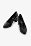 Black Genuine Leather Thick Heel Classic Women's Shoes - 7
