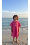 Children's Pink Flamingo Embroidered Quick Water Absorbing Hooded Bath Pool Beach Poncho Towel