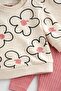 Baby Girl Large Floral Patterned 2-Piece Set Sweatshirt and Ribbed Leggings - 3-6-9-12 Months - 4