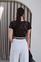 Women's Black Lace Cropped Blouse Stylish Summer Cropped Top - 5