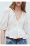 Flower Embroidered Cotton Blouse - 7