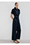 Denim Jumpsuit with Belt - 7