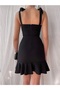 Black Wrinkle-Free, Night, Evening Dress, Graduation, Ruffled Mini Women's Dress - 5