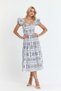 Apsen Women's Waist Ruched Sleeve Ruffle Detailed Midi Woven Dress 4510-105